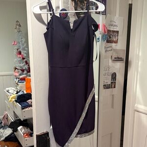 BCX Purple Mini Dress with Silver Trim